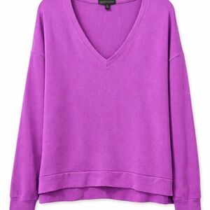 Well Loved Beyond Yoga Purple V-Neck Oversized Pullover XL